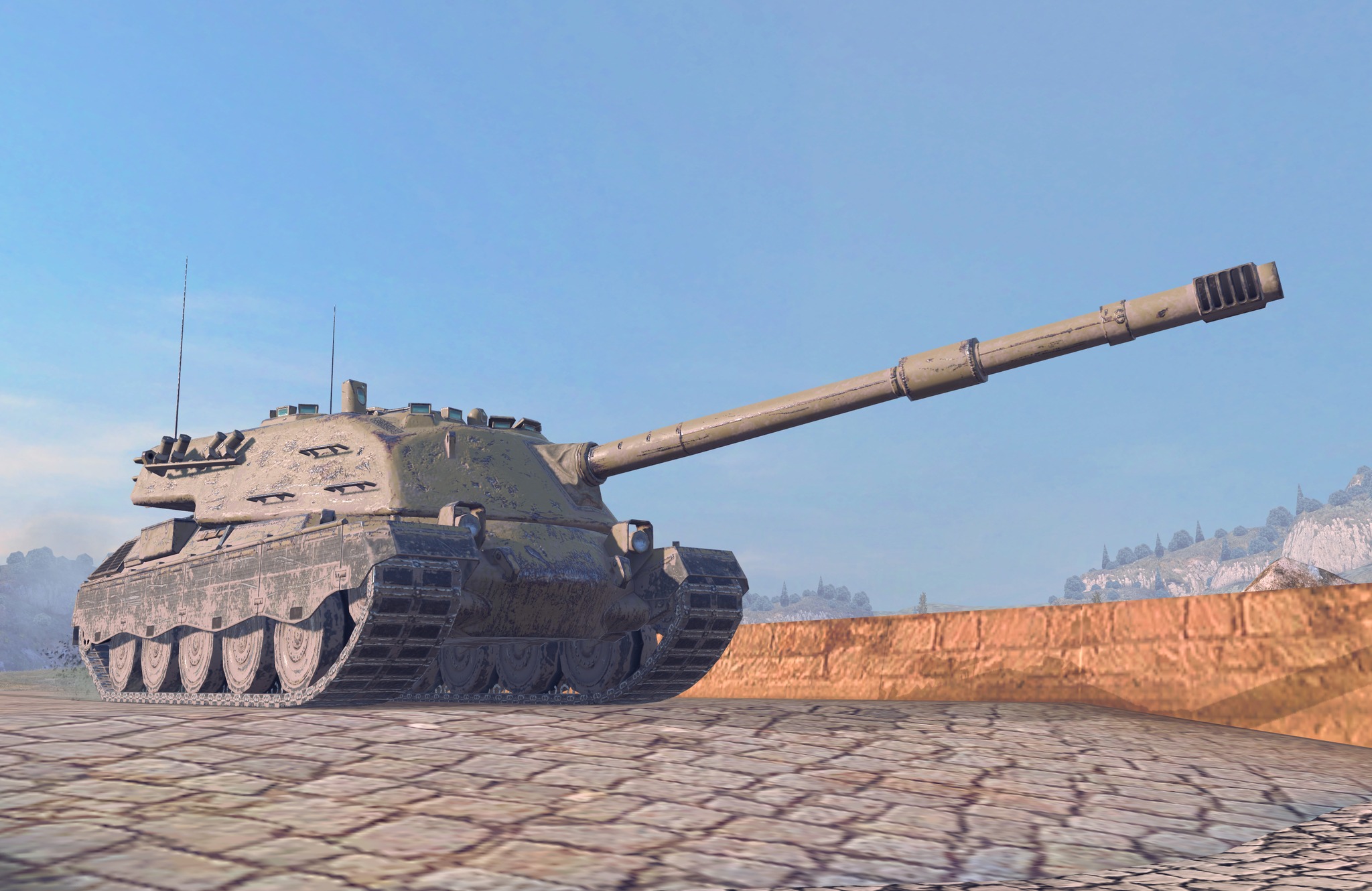 Танк стоит на плитке в WOT