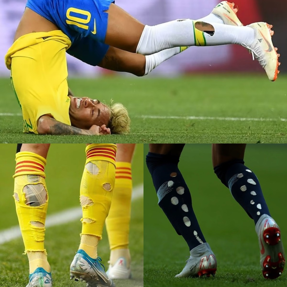 Порванные гетры футболистов