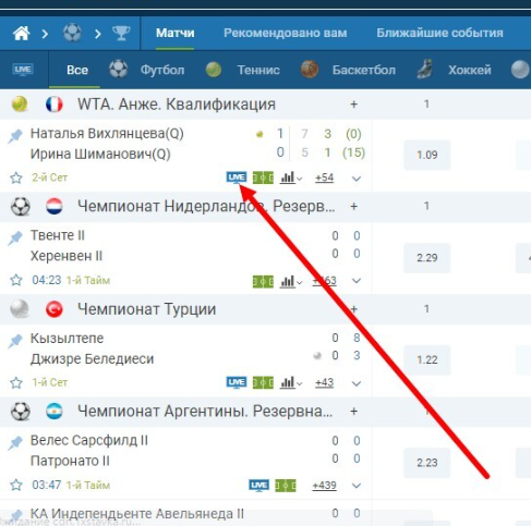 Трансляции 1хбет